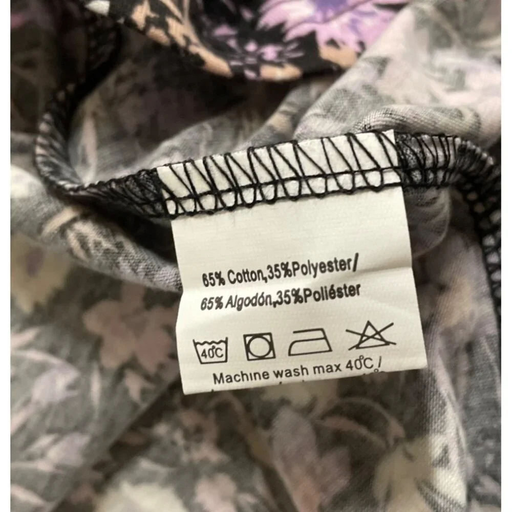 Yozly Womens Size Medium Black Purple Floral Tank Dress Pockets - Picture 10 of 11